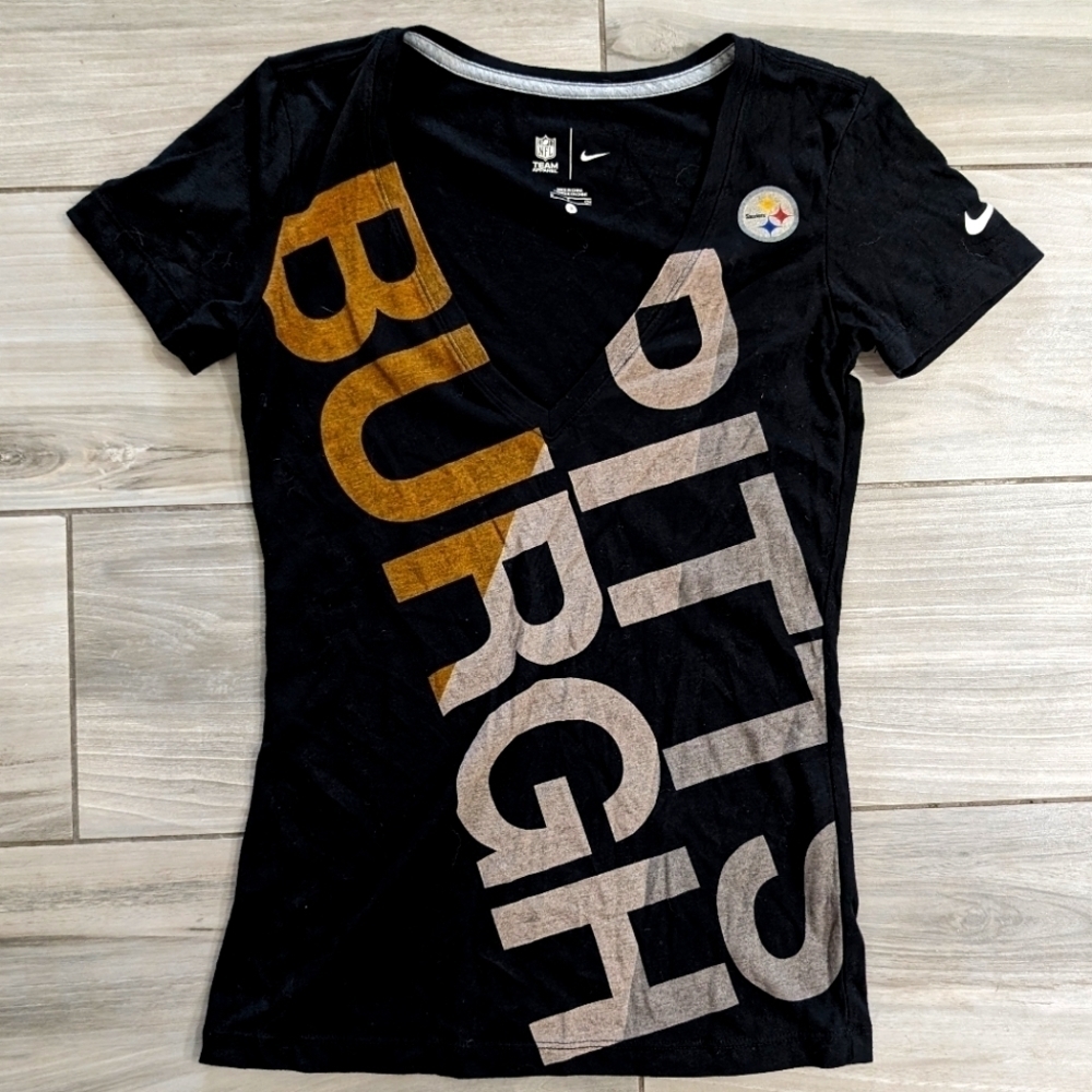 Nike NFL Pittsburgh Steelers V-Neck Women's Cut Tee Shirt